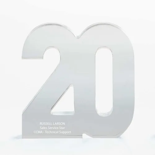 Vista 5 de Baudville Trofeo acrílico a todo color – 3 años de servicio al empleado – Transparente – Premio para empleados – Impresión personalizada de hasta