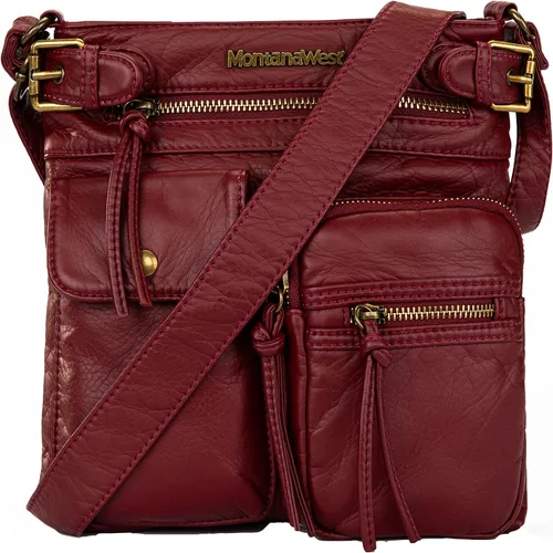 Vista 10 de Montana West Crossbody Bag for Women Multi Pocket Shoulder Medium Travel Purses Ultra Soft Washed Leather