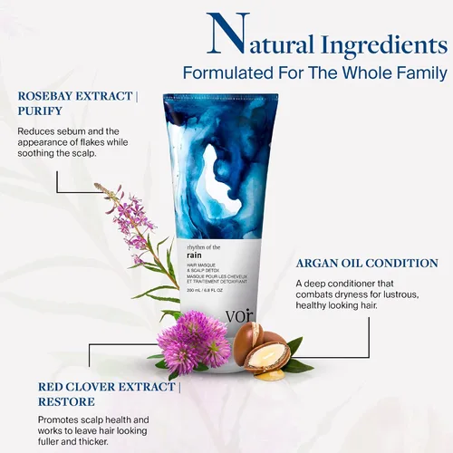Vista 3 de Voir Haircare Rhythm of the Rain - Máscara para el cabello y desintoxicación del cuero cabelludo, 6.8 onzas líquidas