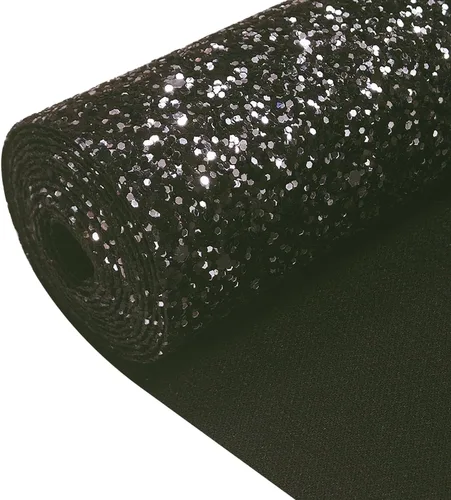 Vista 3 de Rollo de tela negra brillante con purpurina gruesa plateada, 12 x 52 pulgadas, color mixto brillante, invierno, Halloween, piel sintética