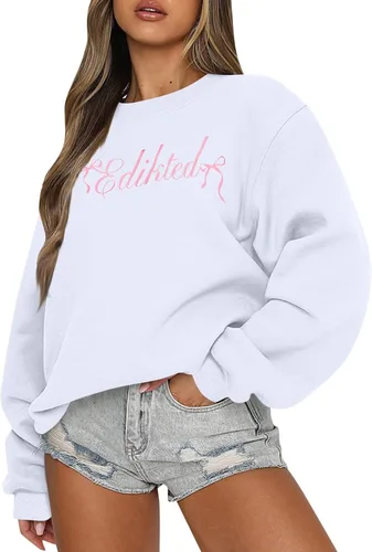 Vista 29 de Sudadera casual de manga larga para mujer, cuello redondo, ajuste holgado, tallas S-3XL