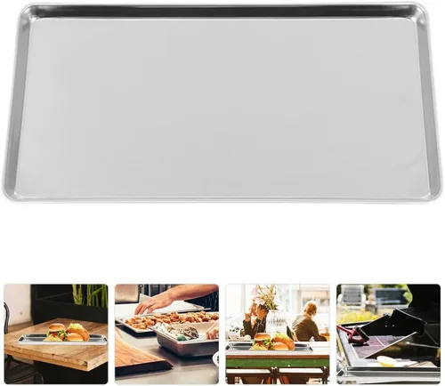 Vista 2 de Kichvoe Bandeja de vapor de fideos de arroz de acero inoxidable, bandeja rectangular para horno, plato multiusos para uso en el hogar, cocina