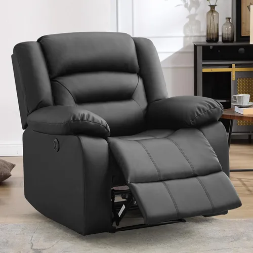 Vista 2 de EBELLO Silla reclinable eléctrica clásica, de piel sintética, silla reclinable eléctrica de gran tamaño con cojín suave y respaldo, sofá con cómodo