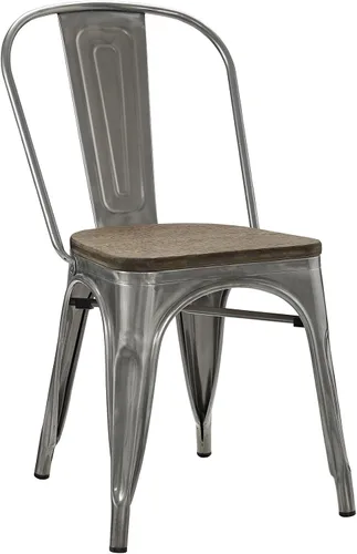 Vista 7 de Modway EEI-2028-WHI Promenade - Silla auxiliar apilable de aluminio moderno con asiento de bambú, uno, color blanco