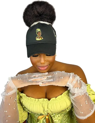 Vista 4 de CurlCap Gorra sin parte trasera para cabello natural, gorra de béisbol forrada de satén para mujer