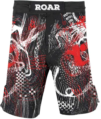 Vista 6 de O2TEE Pantalones cortos de lucha MMA para hombre, serie Roar, BJJ, No Gi, Grappling, Jiu Jitsu Onda abstracta