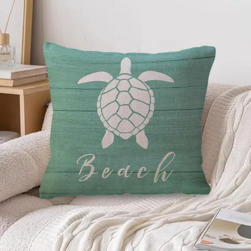 Vista 4 de ULOVE LOVE YOURSELF Fundas de almohada de playa costera, conchas de estrella de mar, conchas de dólar de arena, verano, playa, decoración de casa
