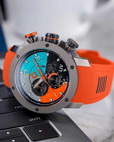 Vista 5 de LIV GX1 - Reloj clásico resistente con cronógrafo suizo de 1.77 pulgadas, 316L SS, 3D multicapa con fecha rápida, resistente a los arañazos