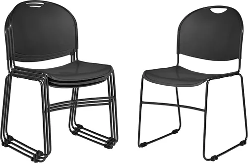 Vista 2 de OEF Furnishings OEF850-CL/2 Ultra Compact Commercial Stack Chair (Simple Black, 2-Pack)