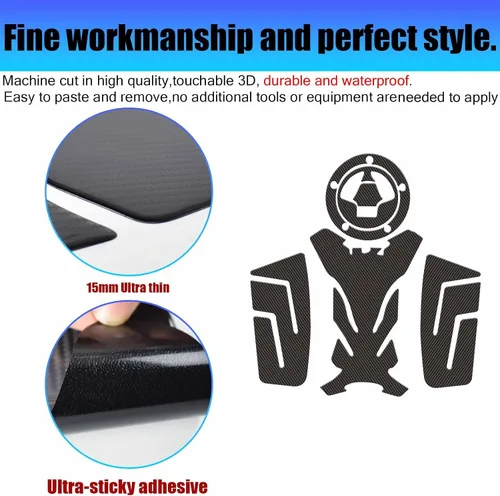 Vista 2 de Adhesivos adhesivos de fibra de carbono para tapa de tanque de gasolina para motocicleta, compatibles con Ka-wa-sa-ki V-ersys 650 KLE650 V-ersys650