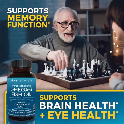 Vista 6 de Viva Naturals Aceite de Pescado Omega-3, Triple Fuerza, 2500 mg, 30 Cápsulas Blandas – Ácidos Grasos Omega 3 Re-Esterificados Incluyendo EPA, DHA