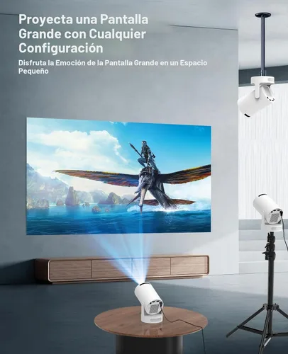 Vista 4 de Mini proyector con WiFi y Bluetooth, compatible con corrección Keystone automática 4K 1080P 170 ANSI, proyector portátil giratorio de 210°