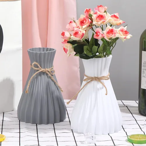 Vista 6 de Queenbox Jarrones de plástico plegables de papel de 4.7 x 7 pulgadas con cuerda, irrompible, geométrico, único, floreros artificiales para flores