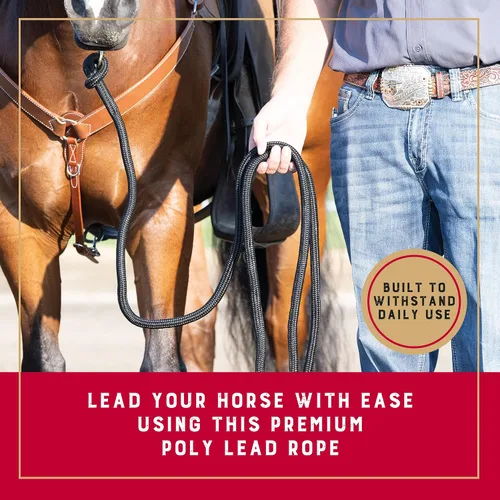 Vista 2 de Cuerda de Guía Weaver Equine Performance, Cuerda de Guía Larga para Caballo con Enganche Rápido para Cabestro, Agarre Suave y Cómodo, Equipo