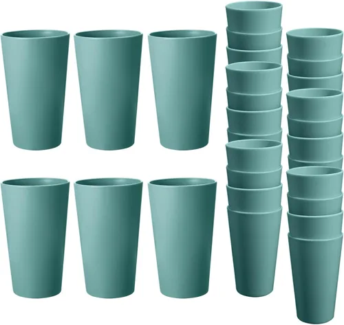 Vista 19 de Juego de 24 vasos de plástico irrompibles, vasos de plástico reutilizables de 20 onzas, vasos de agua apilables, vaso para beber para cocina