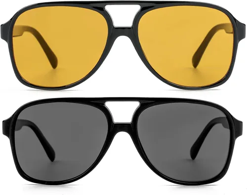 Vista 3 de Gafas de sol polarizadas clásicas vintage estilo aviador para hombres y mujeres, montura grande, gafas de sol retro de los años 70