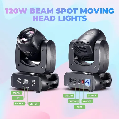 Vista 3 de 120W LED Cabeza Móvil Dj Luz Roto Prism Beam Etapa Luces 8 GOBOs 8 Colores DMX 512 12CH Sonido DJ Iluminación para Disco Fiesta Eventos Boda Etapa