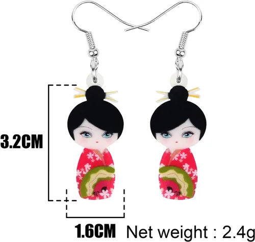 Vista 17 de DUOWEI Aretes de acrílico estilo japonés con diseño de anime para muñeca, colgantes, joyería para mujer