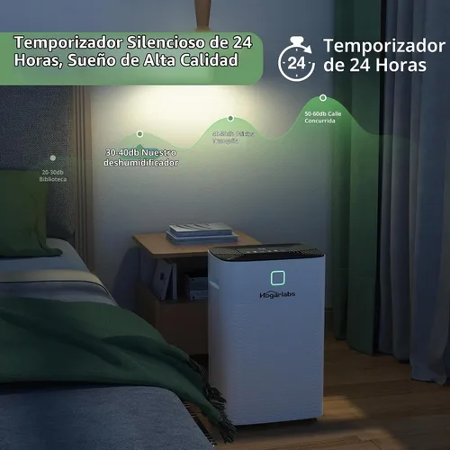 Vista 5 de HOGARLABS Deshumidificadores de 30 pintas para el hogar y sótanos, con 3 modos de funcionamiento, protección contra desbordamiento y apagado