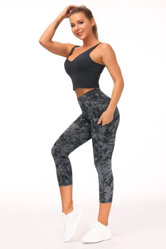 Vista 5 de The Gym People Pantalones deportivos gruesos de tiro alto, con bolsillos y control de abdomen, leggings para entrenar, correr, hacer yoga, para mujer