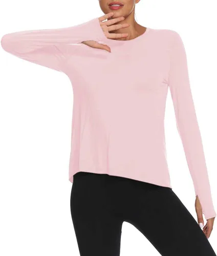 Vista 5 de Mippo Long Sleeve Workout Shirts for Women Yoga Tops Open Back Running Shirts Athletic Clothes