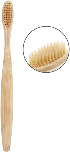 Vista 3 de TEAMWILL Cepillo de dientes de bambú 100% natural orgánico medio libre de BPA suave cepillo saludable