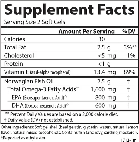 Vista 4 de Carlson Labs Elite Omega-3 Gems Aceite de pescado 1250 mg, 180 cápsulas blandas