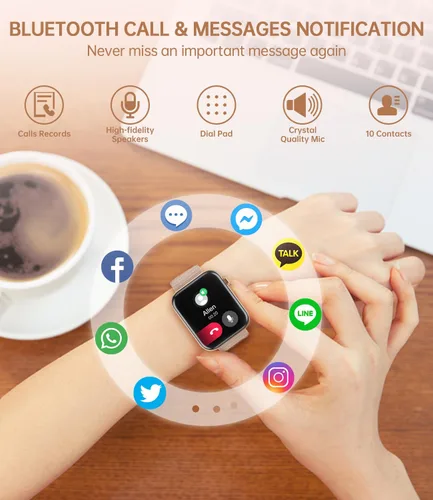 Vista 2 de Relojes inteligentes para mujer (respuesta/hacer llamadas) 1.85 pulgadas pantalla táctil reloj de seguimiento de fitness con frecuencia cardíaca