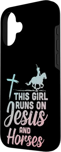 Vista 2 de Funda de regalo para iPhone 16 Girl Runs Jesus Horses Christian Horseback Equestre