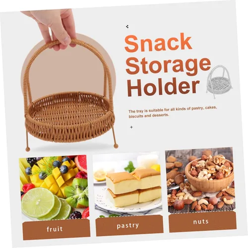 Vista 9 de Kichvoe Cesta de frutas para el hogar, bandeja para servir postres, portátil, soporte para cupcakes para el hogar, panadería, tienda elegante