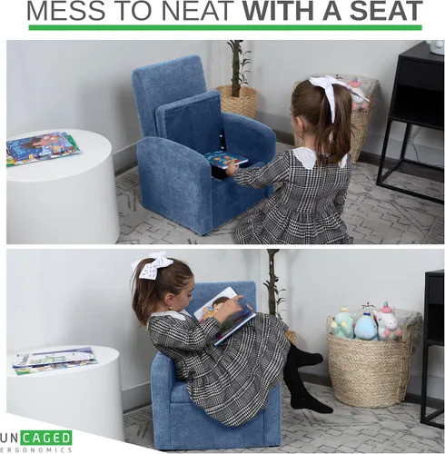 Vista 5 de Stash - Sofá para niños, tumbona para niños pequeños con almacenamiento, sillas plegables para niños o adultos de hasta 200 libras, mini otomano
