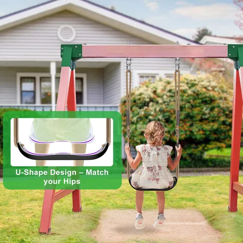 Vista 2 de BeneLabel Asiento de columpio resistente con cuerda ajustable, asientos de columpio de plástico para niños, asiento de columpio negro de repuesto