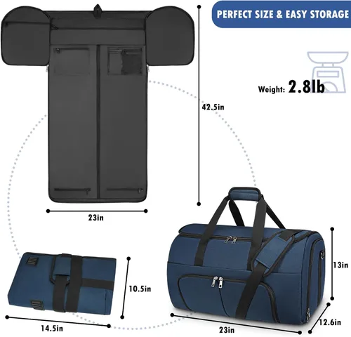 Vista 5 de Bolsas de lona para ropa de viaje, bolsa de lona convertible para hombres y mujeres, almacenamiento en seco y húmedo, compartimento para zapatos, 2