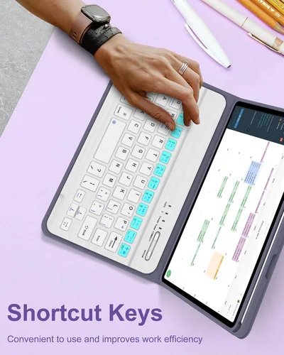 Vista 6 de Funda de teclado para iPad Mini 7ª (A17 Pro, 2024) y 6ª (2021) de 8.3 pulgadas, recargable, teclado Bluetooth desmontable, funda protectora delgada