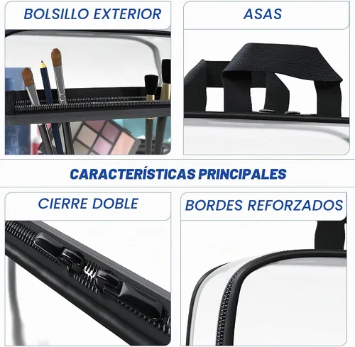 Vista 2 de Olanmark Neceser transparente - Bolsa de maquillaje de PVC - Estuche de viaje grande transparente para cosméticos - Cubo de embalaje transparente