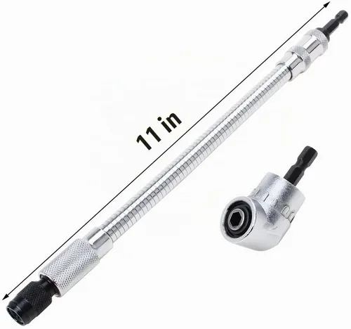 Vista 6 de Extensión de broca flexible con adaptador de taladro en ángulo recto, eje flexible para destornillador eléctrico, taladro de impacto de potencia