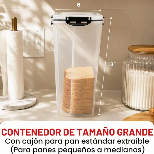Vista 3 de Tafura Recipiente de almacenamiento de pan con bandeja, caja de pan de plástico, recipiente para pan con tapa hermética, conservador de pan