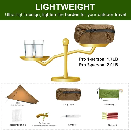 Vista 6 de 3F UL Gear Lanshan PRO Lanshan - Tienda de campaña ultraligera para 3 estaciones para 1 persona, tienda de campaña profesional impermeable