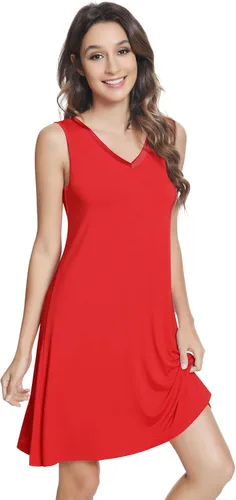 Vista 8 de NACHILA Nightgowns for Women-Viscose Made from Bamboo V Neck Nightshirts Verde Aqua