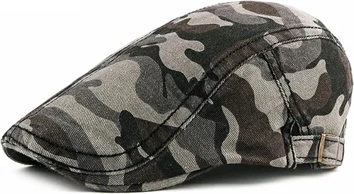 Vista 16 de Newsboy - Gorra de algodón para hombre, diseño de camuflaje, ajustable, ajustable, plano, suave, para caza y golf