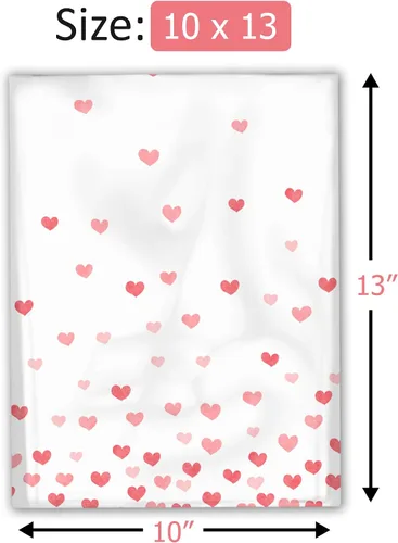 Vista 4 de 100 sobres de polietileno de diseño de corazones que se desvanecen para el día de San Valentín, impermeables, autosellantes, resistentes a