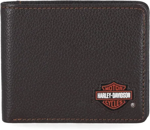Vista 11 de Harley-Davidson Cartera de cuero genuino con bloqueo RFID para hombre Negro (Indo Billfold)