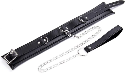 Vista 5 de Lakevill Canada Gargantilla de cuero suave collar de gargantilla de cuero ajustable con cadena para hombres y mujeres color negro Cuero sintético No