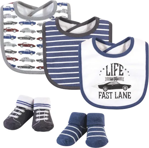 Vista 202 de Hudson Baby Conjunto de babero y calcetines unisex de algodón para bebé