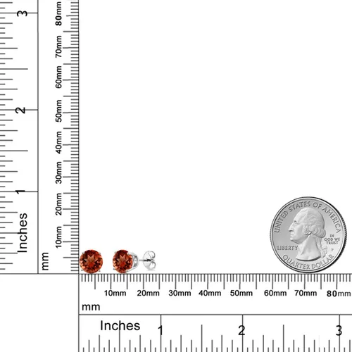 Vista 3 de Gem Stone King Aretes de plata de ley 925 con piedra natal redonda de 0.276 in para mujer