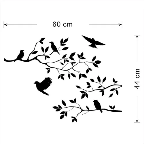 Vista 4 de Jonkey - Adhesivos de pared con diseño de pájaro negro, diseño de ramas de árbol de pájaro, removible, decoración mural