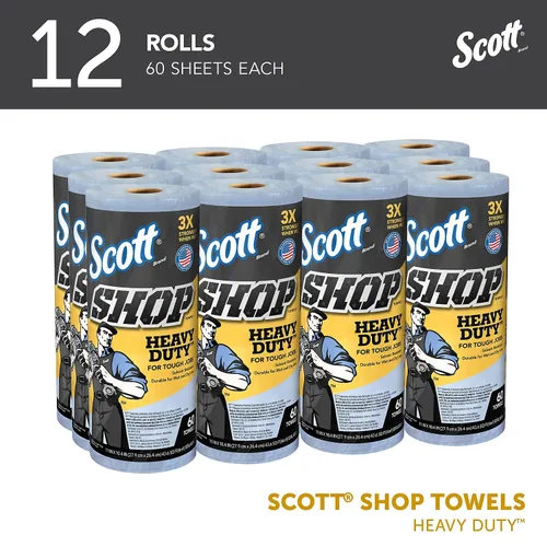Vista 2 de Scott Shop Original Toallas resistentes (32992), azul, toalla de papel similar a una tela para solventes, toallita de 10.4 x 11 pulgadas