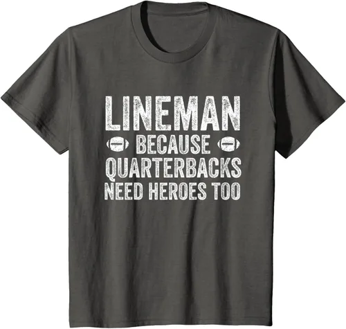 Vista 50 de Lineman Because Quarterbacks Need Heroes Camiseta de fútbol linieros S Negro