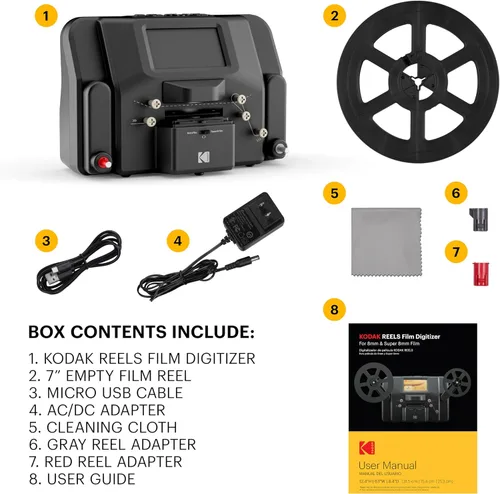 Vista 7 de KODAK REELS - Convertidor digitalizador de películas de 8mm y Super 8 con pantalla grande de 5", escáner convierte película fotograma por fotograma