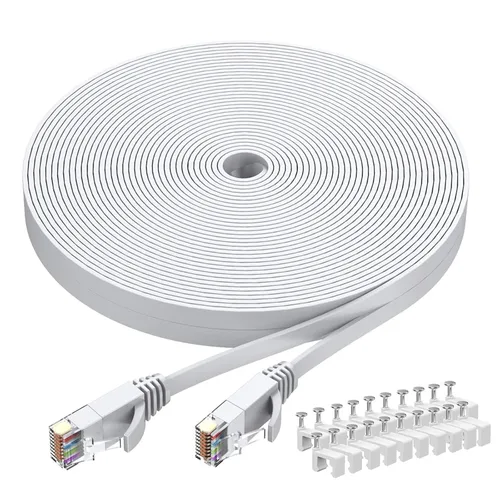 Vista 17 de BUSOHE Cable Ethernet Cat6 de 6 pies, 2 unidades, blanco, Cat-6 plano RJ45 para computadora, Internet LAN, red Ethernet, cable de conexión Ethernet